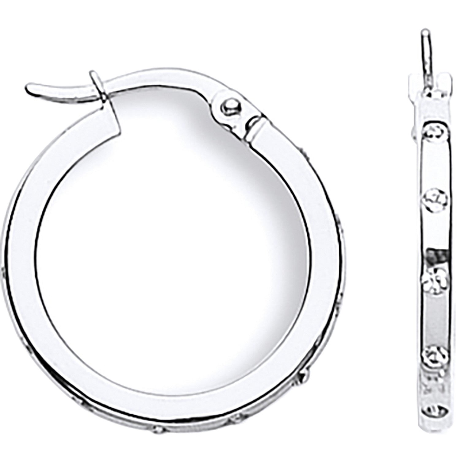 White Gold Cubic Zirconia 19mm Hoop Earrings - 9ct Gold