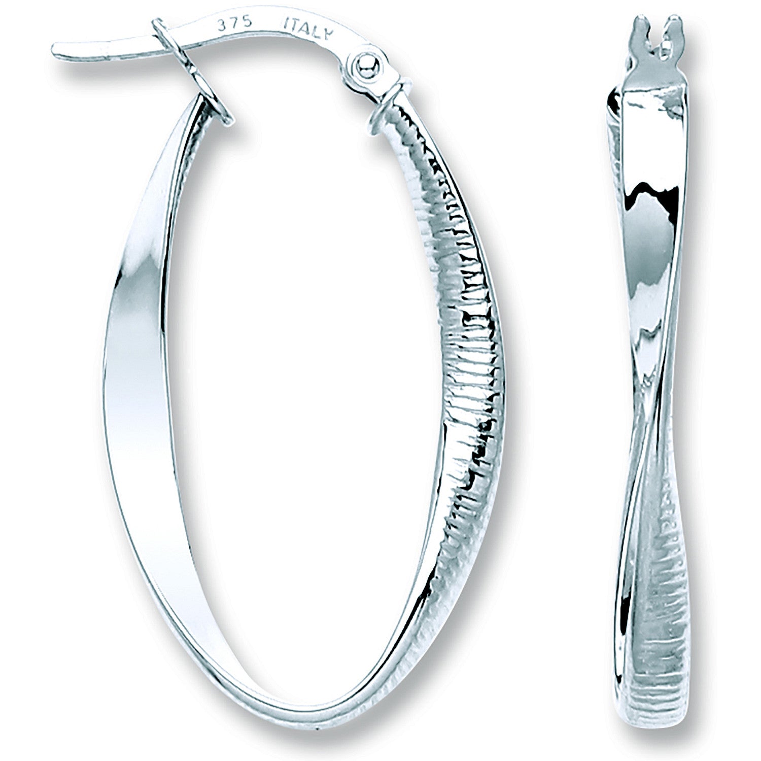 White Gold Oval Twist Ribbed & Plain - 9ct Gold