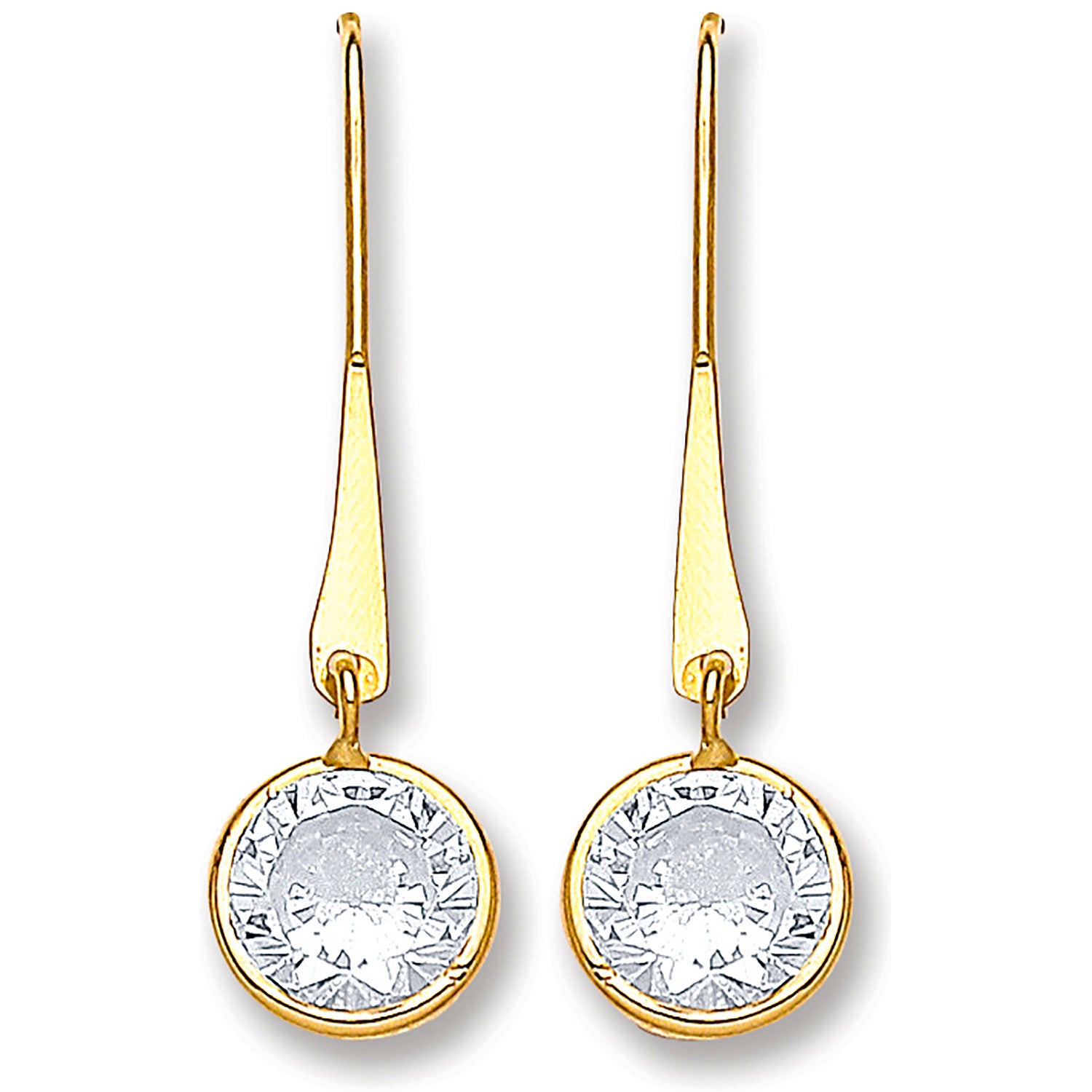 Yellow Gold Cubic Zirconia Drop Hook Style Earrings - 9ct Gold
