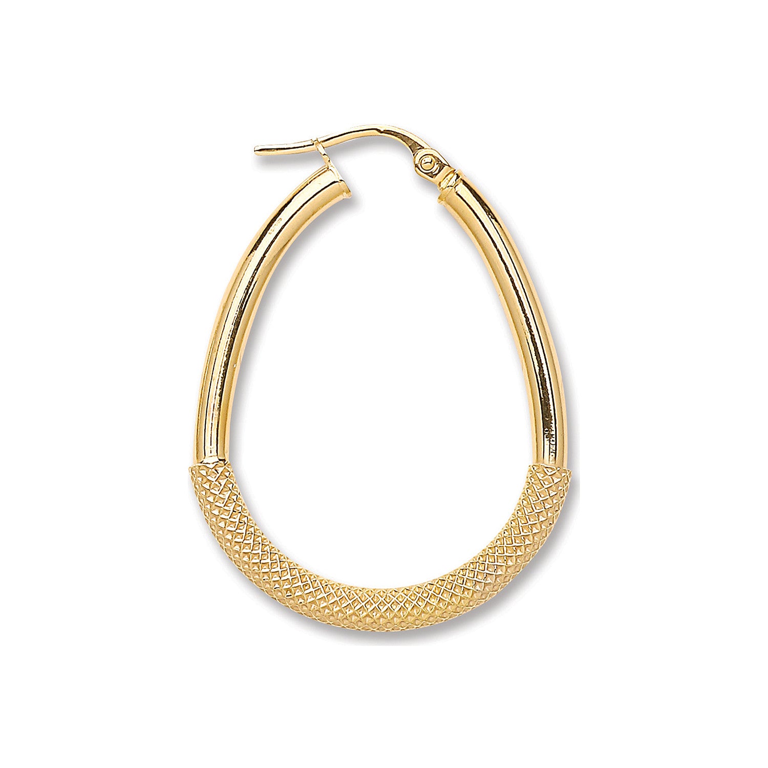 Yellow Gold Pear Shape Half Mesh Earrings - 9ct Gold