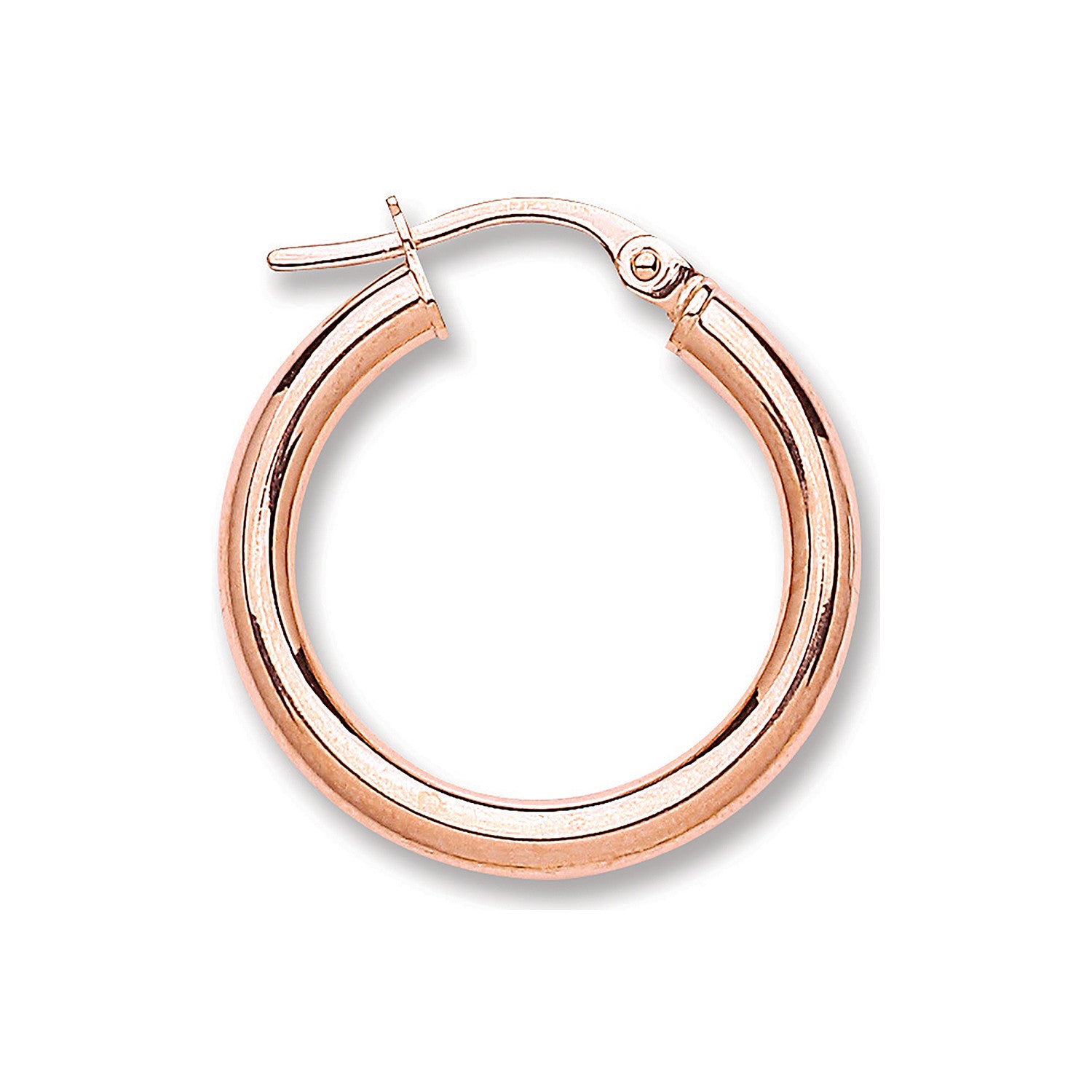 Rose Gold 20mm Round Tube Hoop Earrings - 9ct Gold