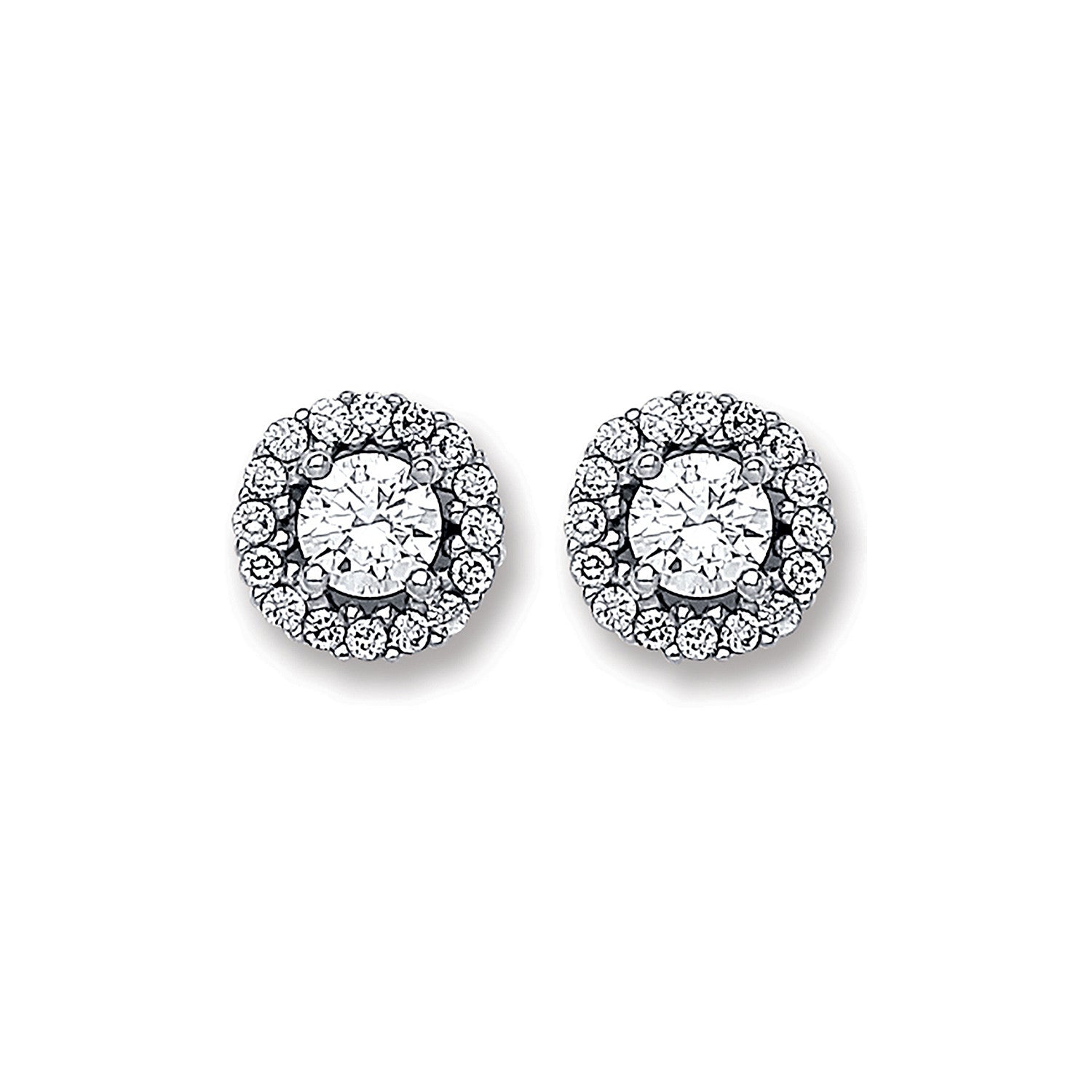 White Gold Cubic Zirconia 7mm Cluster Stud - 9ct Gold
