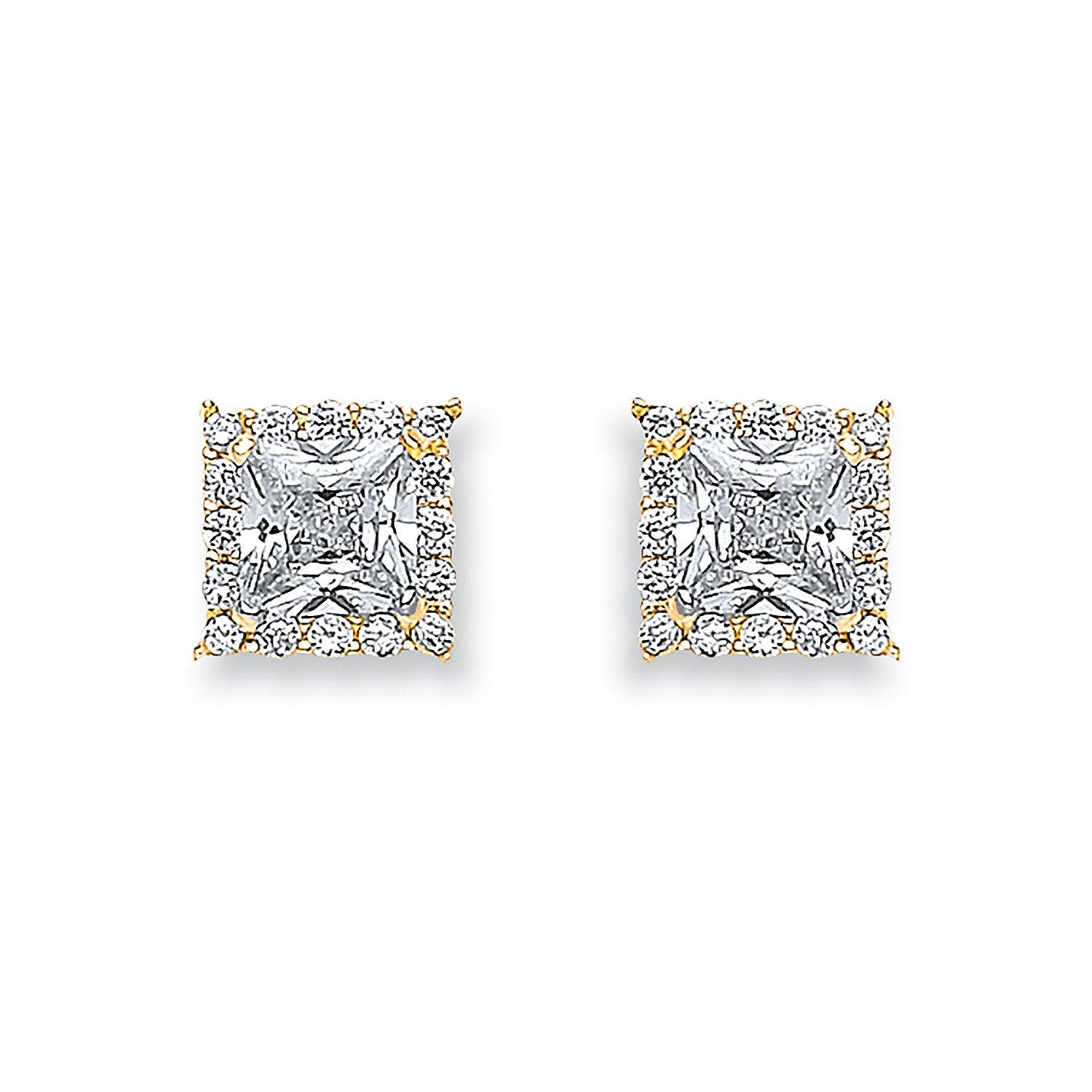 Y/G Princess Cut Cz Centre Stud