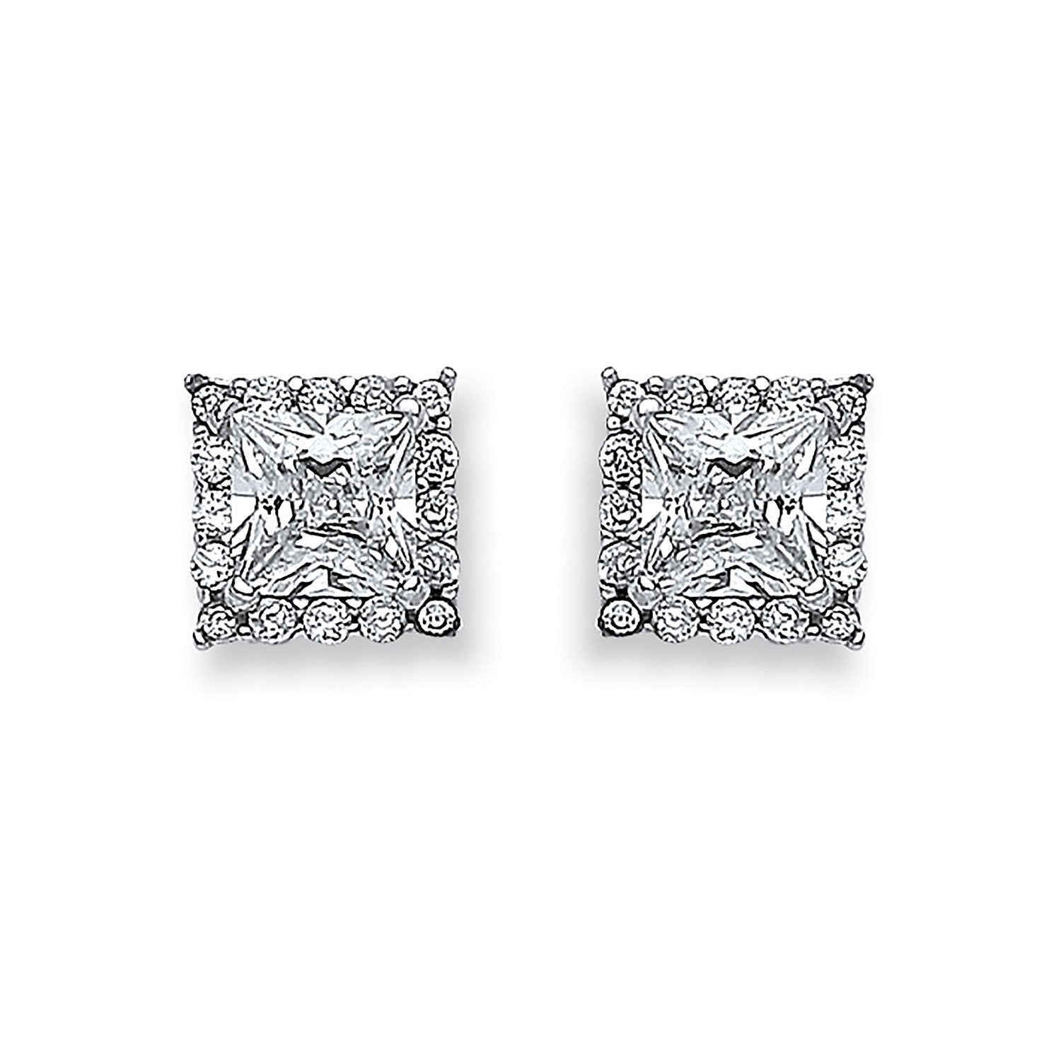 W/G Princess Cut Cz Centre Stud