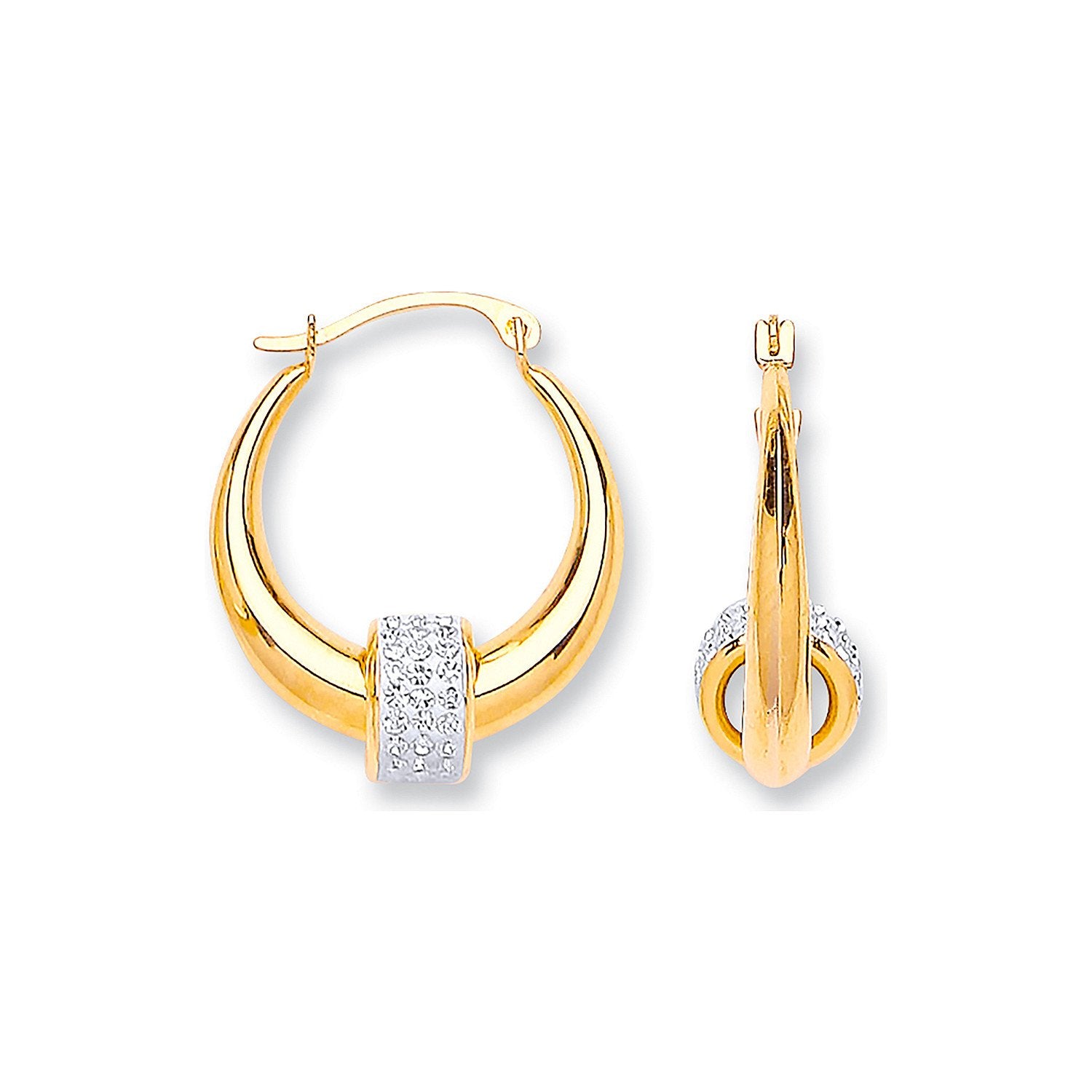 Y/G 18mm Hoop & Crystal Ball Earrings