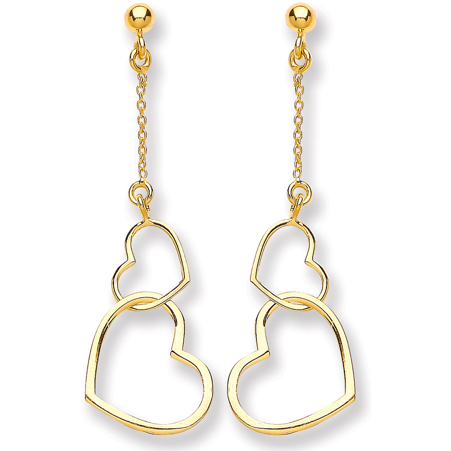 Yellow Gold Heart Drop Earring - 9ct Gold