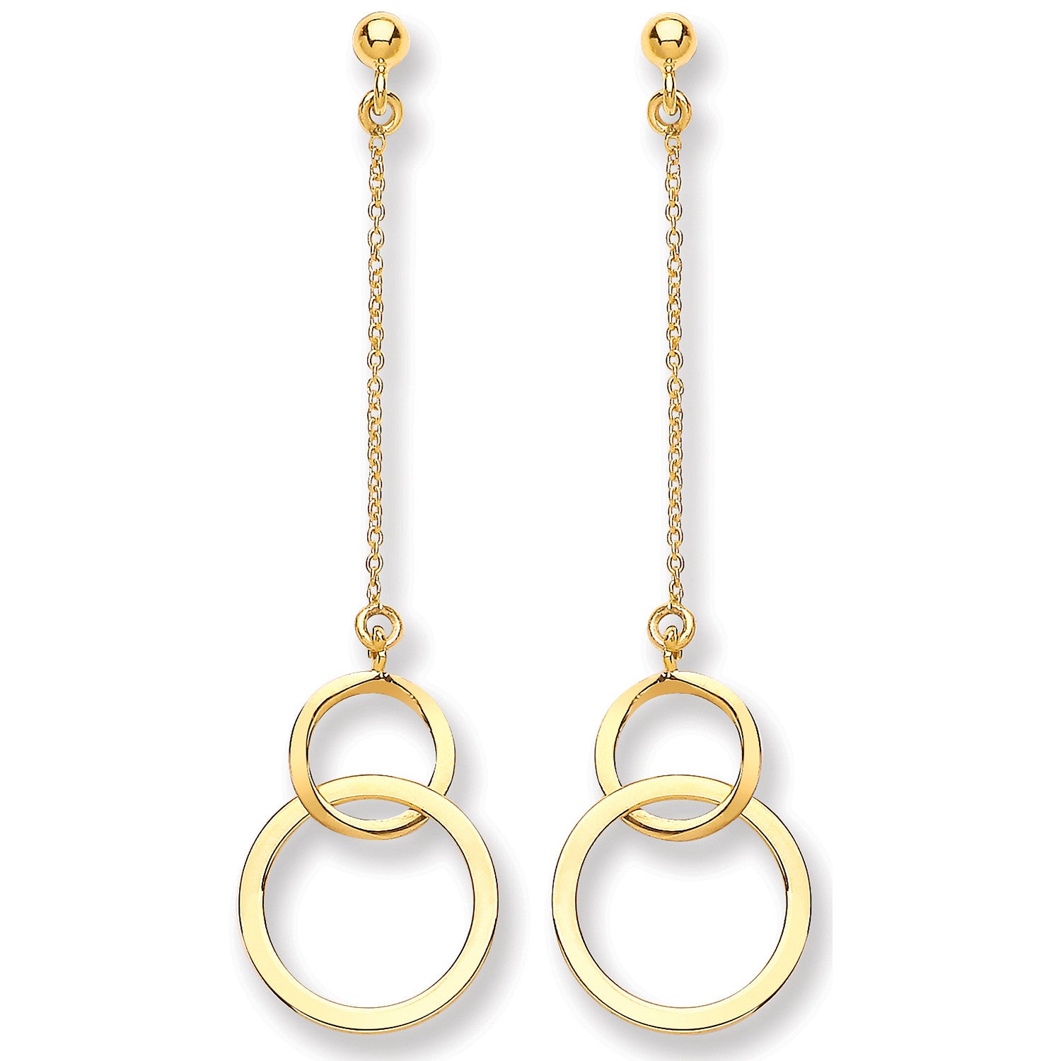 Yellow Gold Circle Drop Earring - 9ct Gold