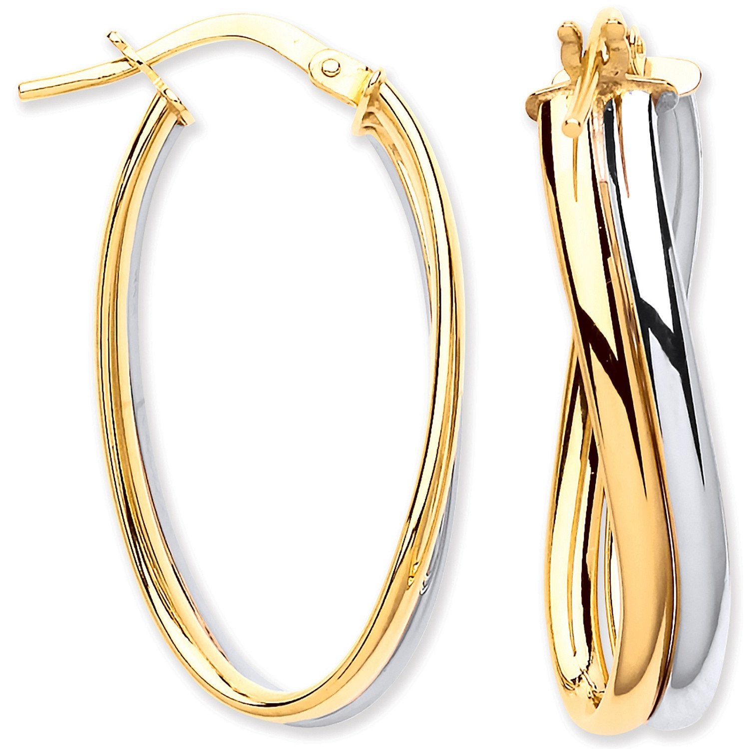 W & Y/G Wavy Flat HollowTube Earrings