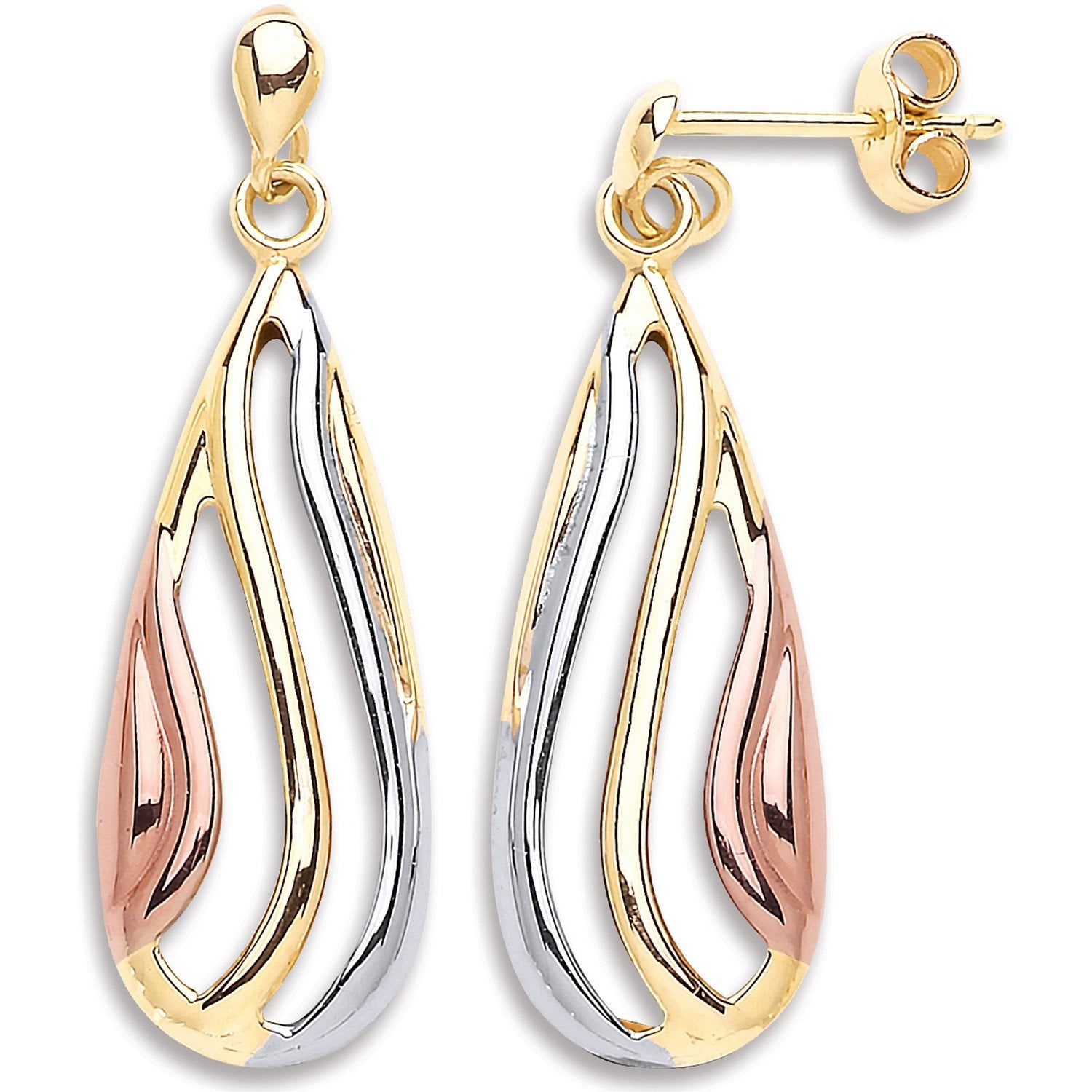 Y W & R/G Teardrop Earrings