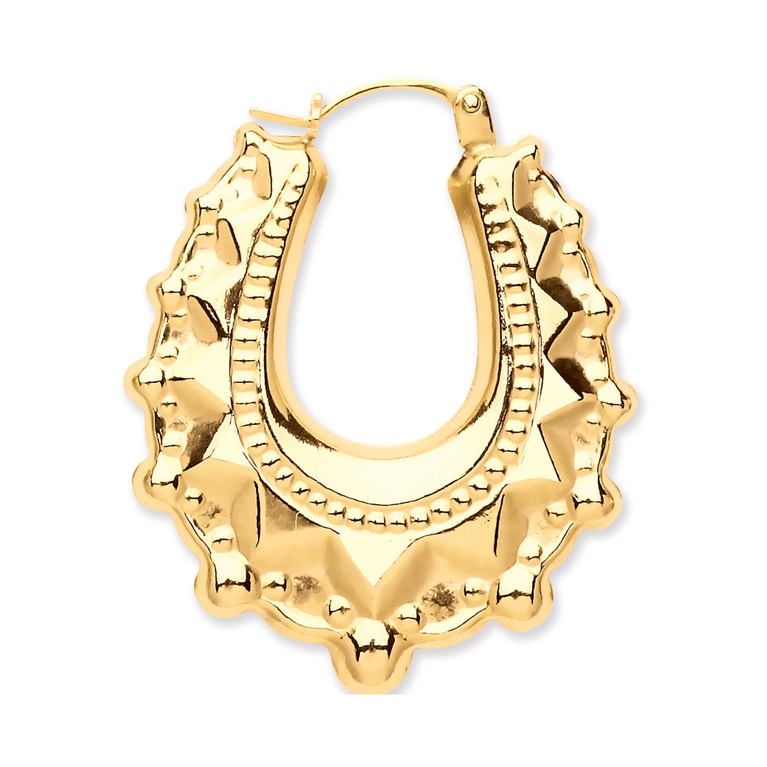Yellow Gold Oval Spike Creole - 9ct Gold