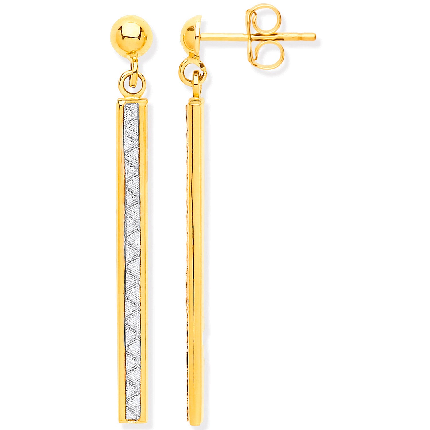 Yellow Gold Drop Glitter Earrings - 9ct Gold