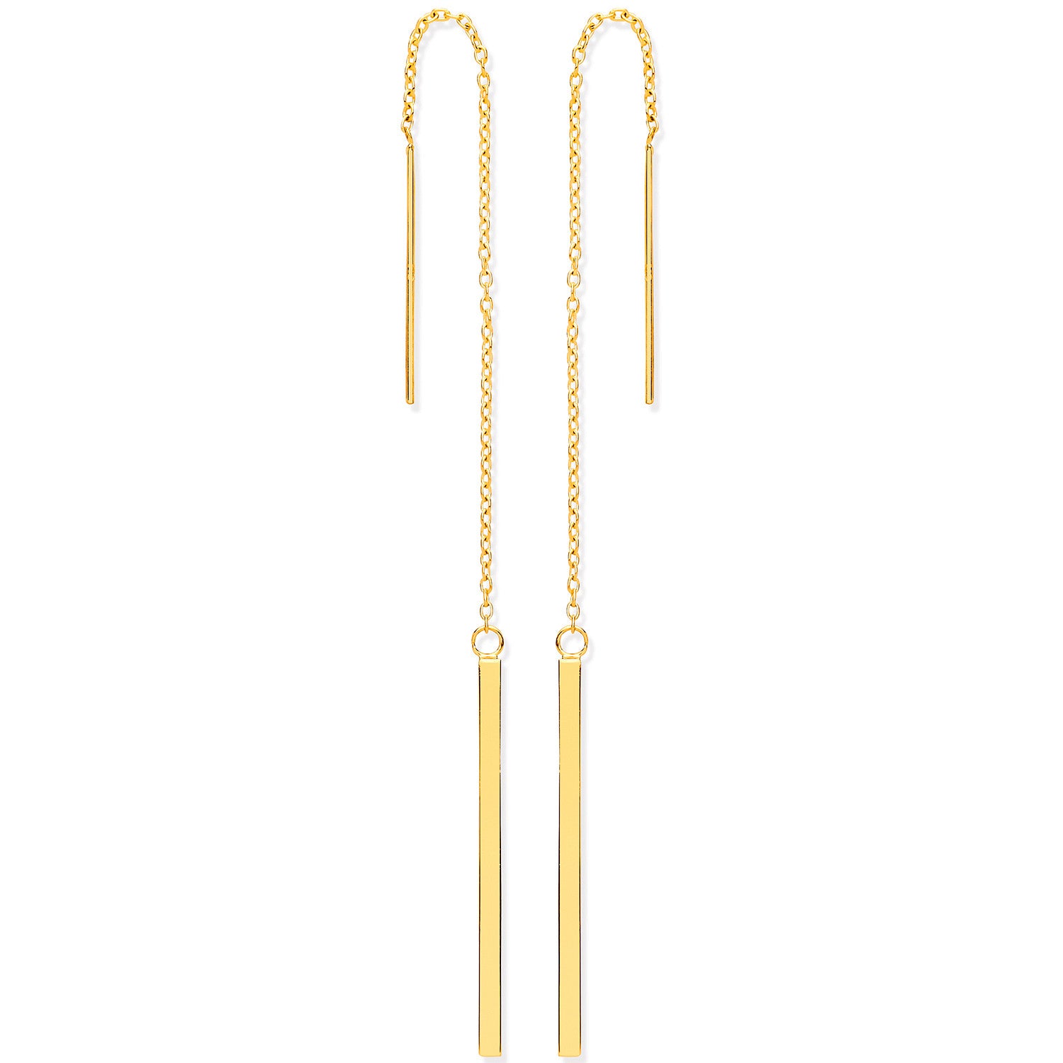Yellow Gold Chain Drop Threader Earrings - 9ct Gold