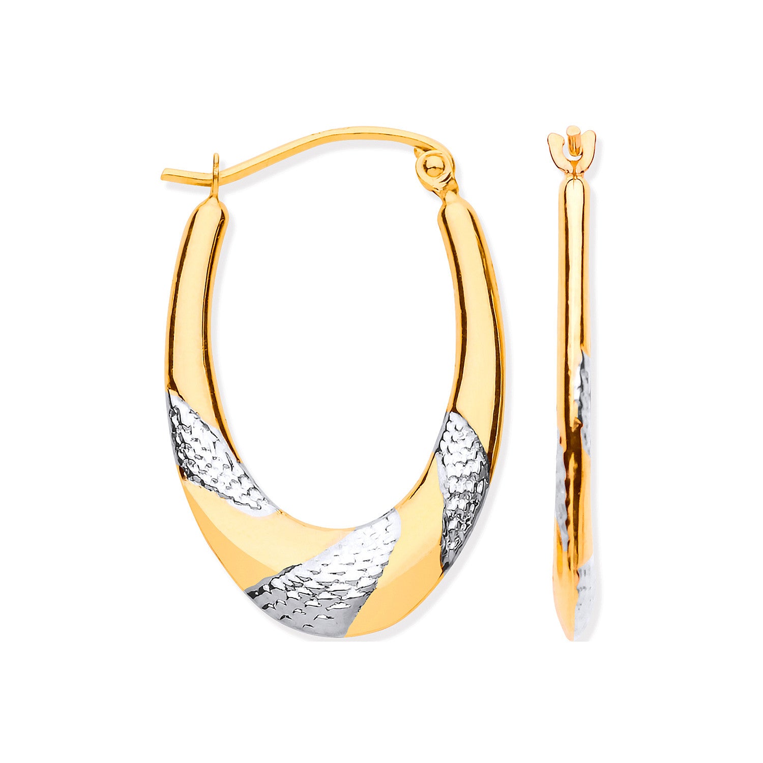 Créoles creuses Or jaune et blanc - Or 9 carats