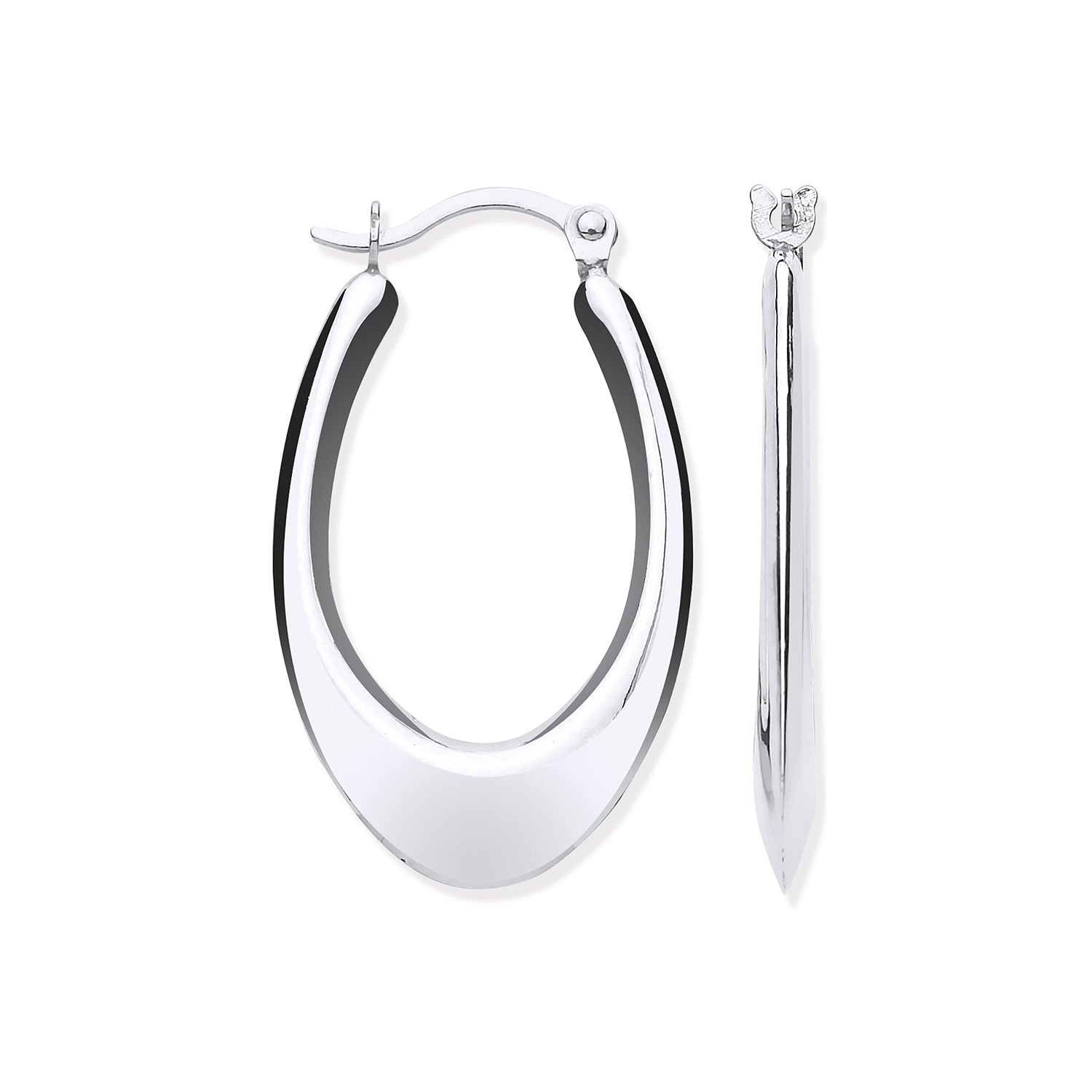 White Gold Hollow Plain Tube Earrings - 9ct Gold