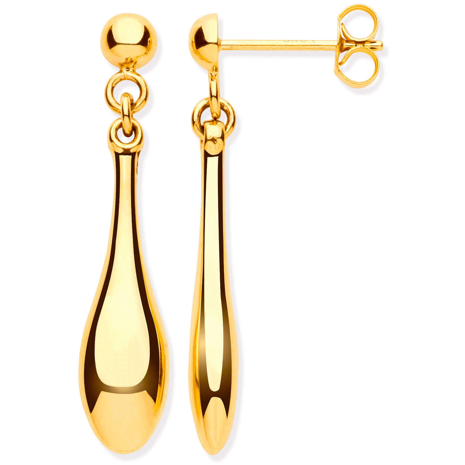Yellow Gold Hollow Drop Earrings - 9ct Gold