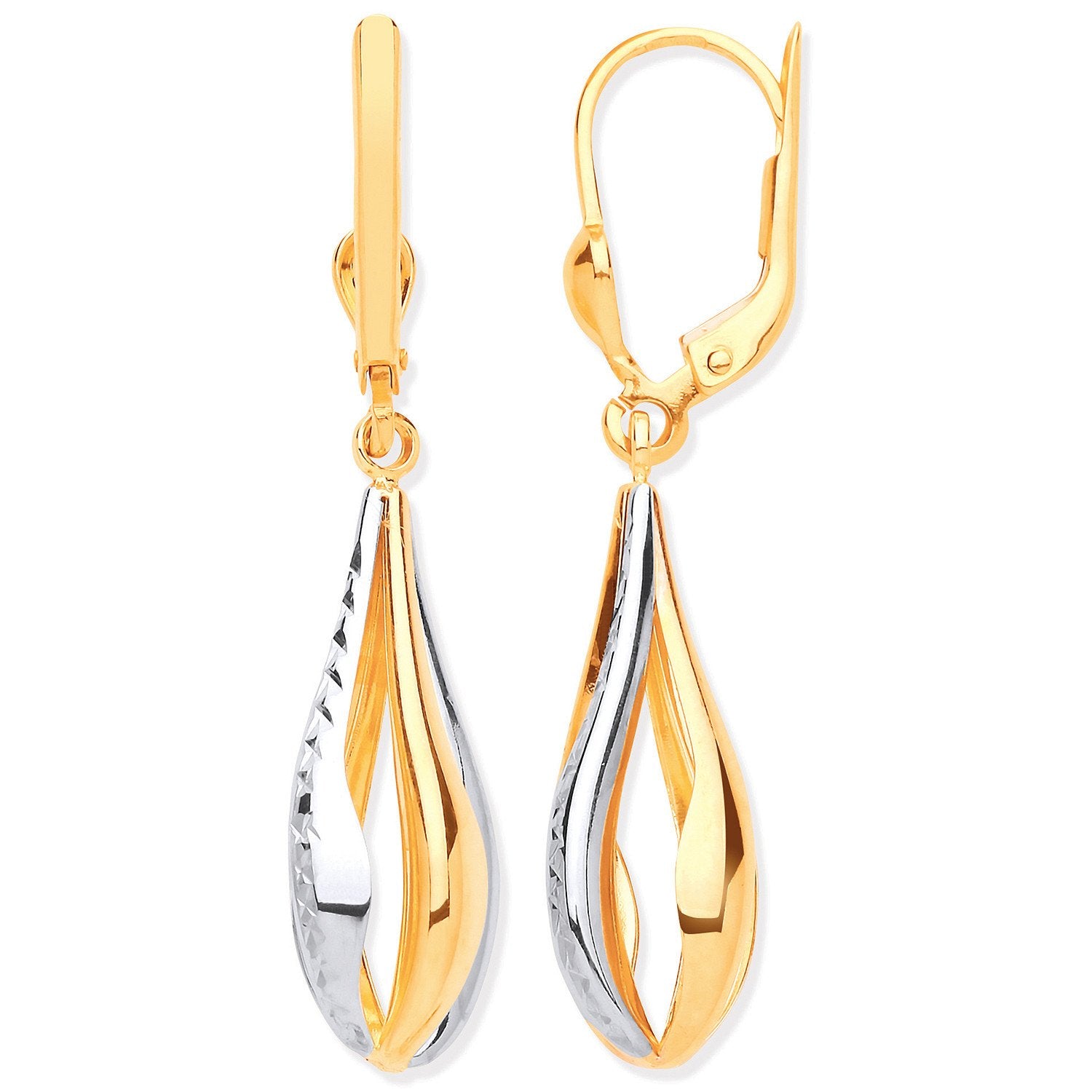 Y & W/G Teardrop Style Earrings