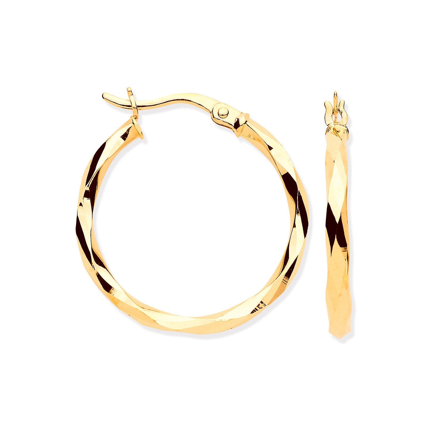 Y/G 22mm Faceted Hoop Earrings