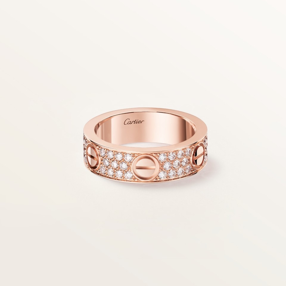 Cartier Love Ring Classic Model Paved 18K Rose Gold