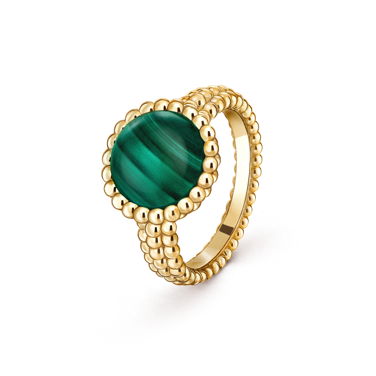Van Cleef & Arpels Perlée Couleurs Malachite Ring 18K Yellow Gold