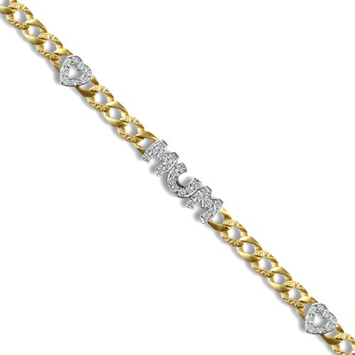 JBB212 | 9ct Yellow Gold Cubic Zirconia Mum Heart Bracelet