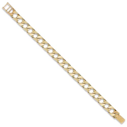 9ct Gold Polished & Lizard Cast Curb Bracelet