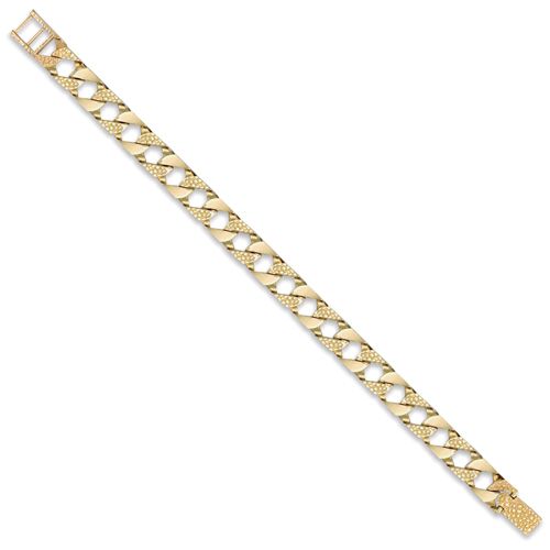 JBB216-7.5 | 9ct Gold Polished & Lizard Cast Curb Bracelet