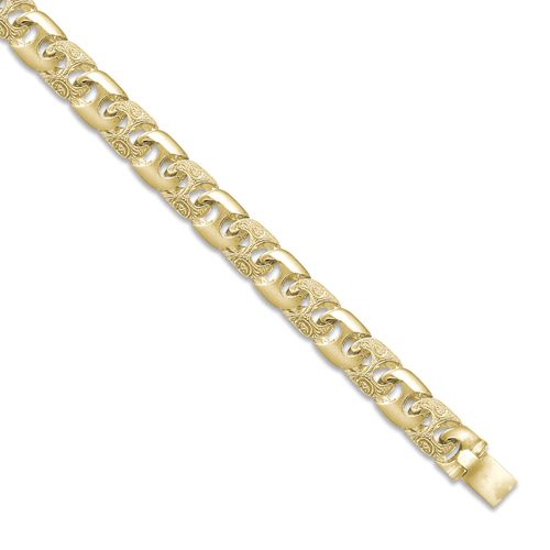 JBB282-22 | 9ct Gold Cast Engraved & Polished Heavy Anchor Chain