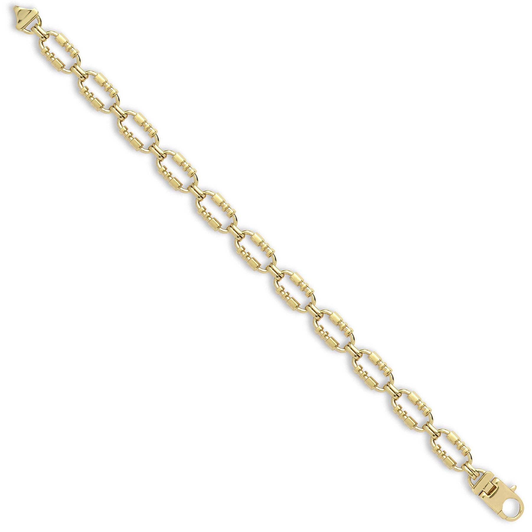 9ct Yellow Solid Rectangular Link Chain Bracelet