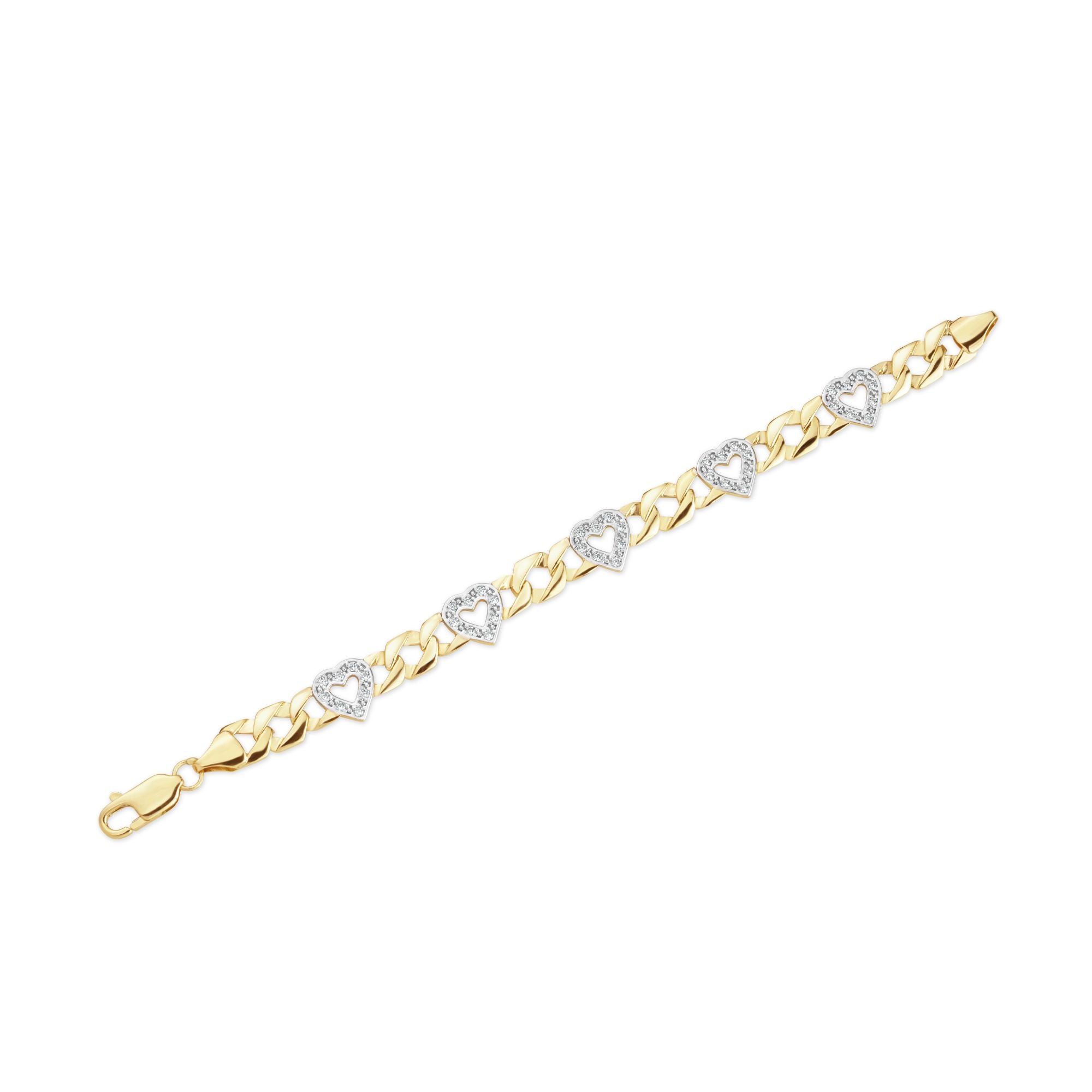 JBB382-6.0 | 9ct Childs CZ Set Heart Curb Bracelet