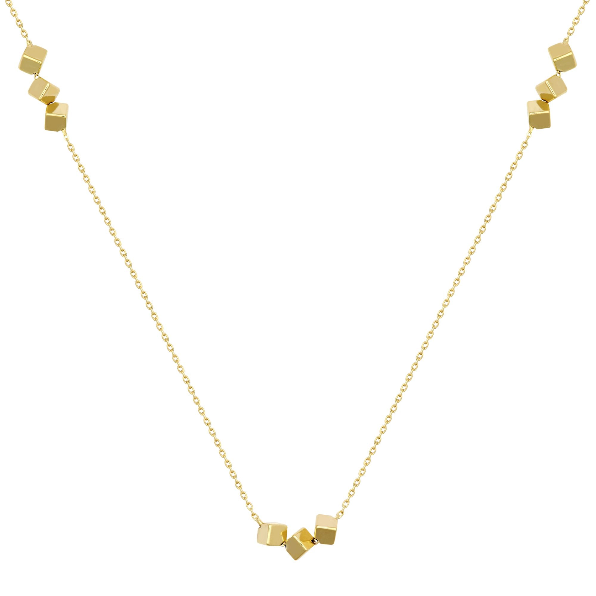 JBB388-18 | 9ct Gold Cube & Rolo Necklace