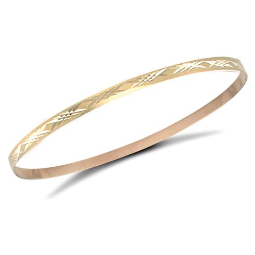 JBG066 | 9ct Yellow 3mm Flat Dia. Cut Slave Bangle