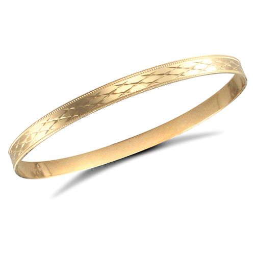 JBG068 | 9ct Yellow Gold Flat Diamond Cut Slave Bangle