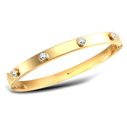 JBG228 | 9ct Yellow Gold Rub-Over Set Bangle