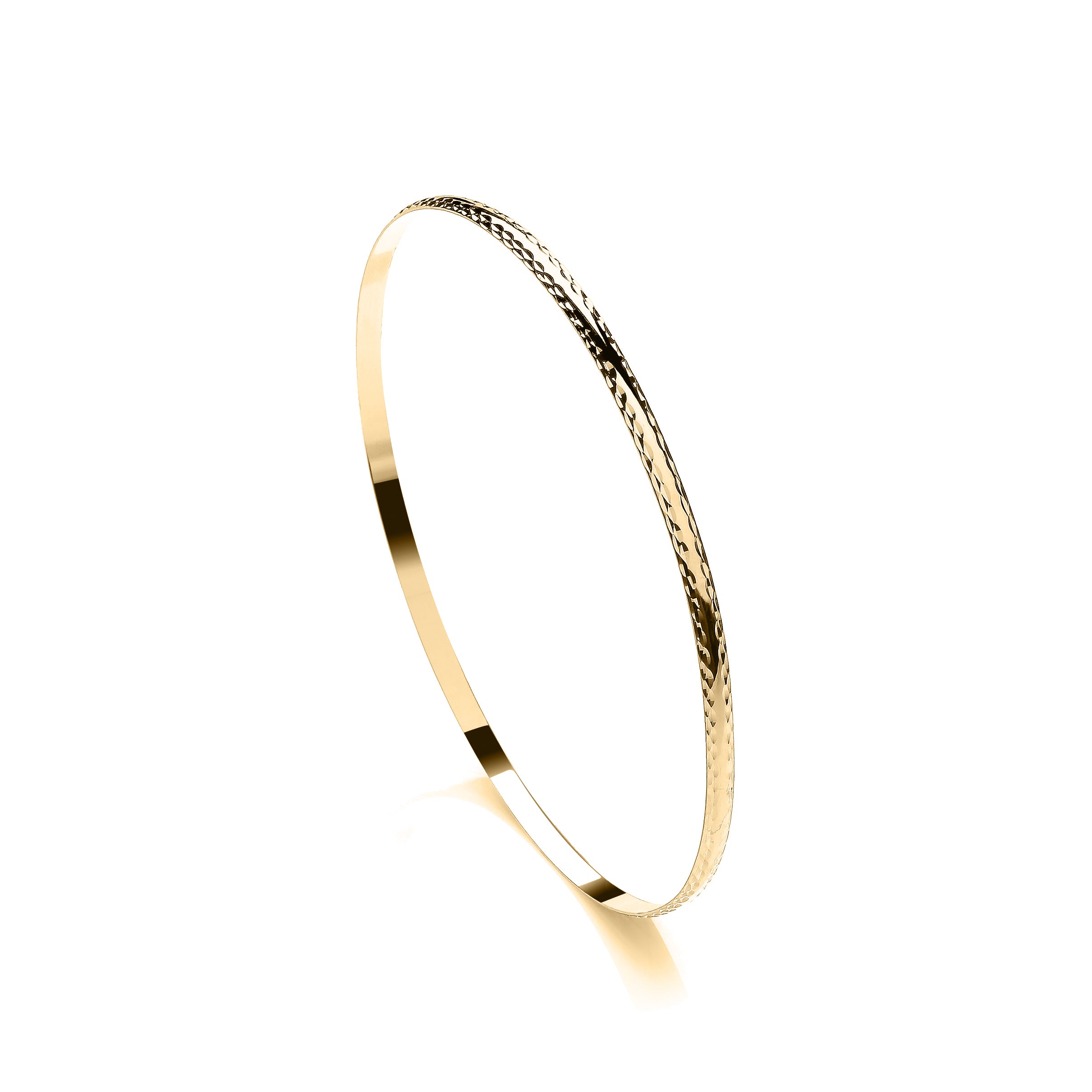 JBG363 | 9ct Yellow Gold 3mm D-Profile Diamond Cut Slave Bangle