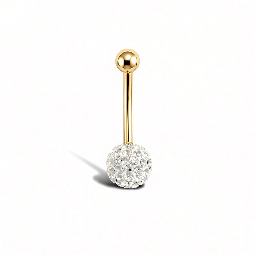 9ct Yellow Gold Crystal Belly Bar