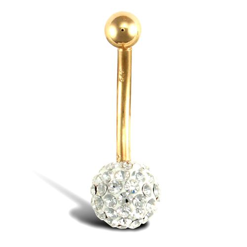 JBJ106 | 9ct Yellow Gold Crystal Belly Bar