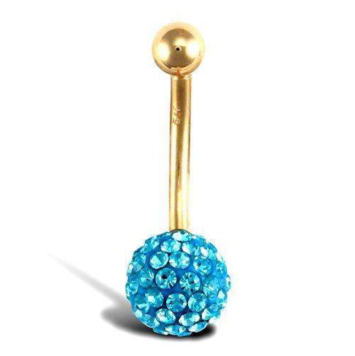 JBJ109 | 9ct Yellow Gold Crystal Belly Bar