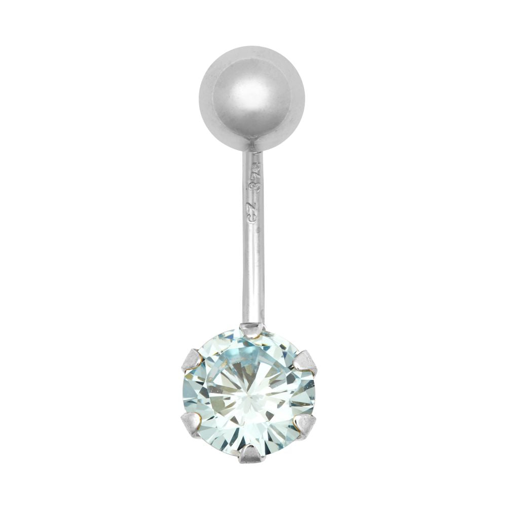 JBJ133 | 9ct White Gold Cubic Zirconia Belly Bar