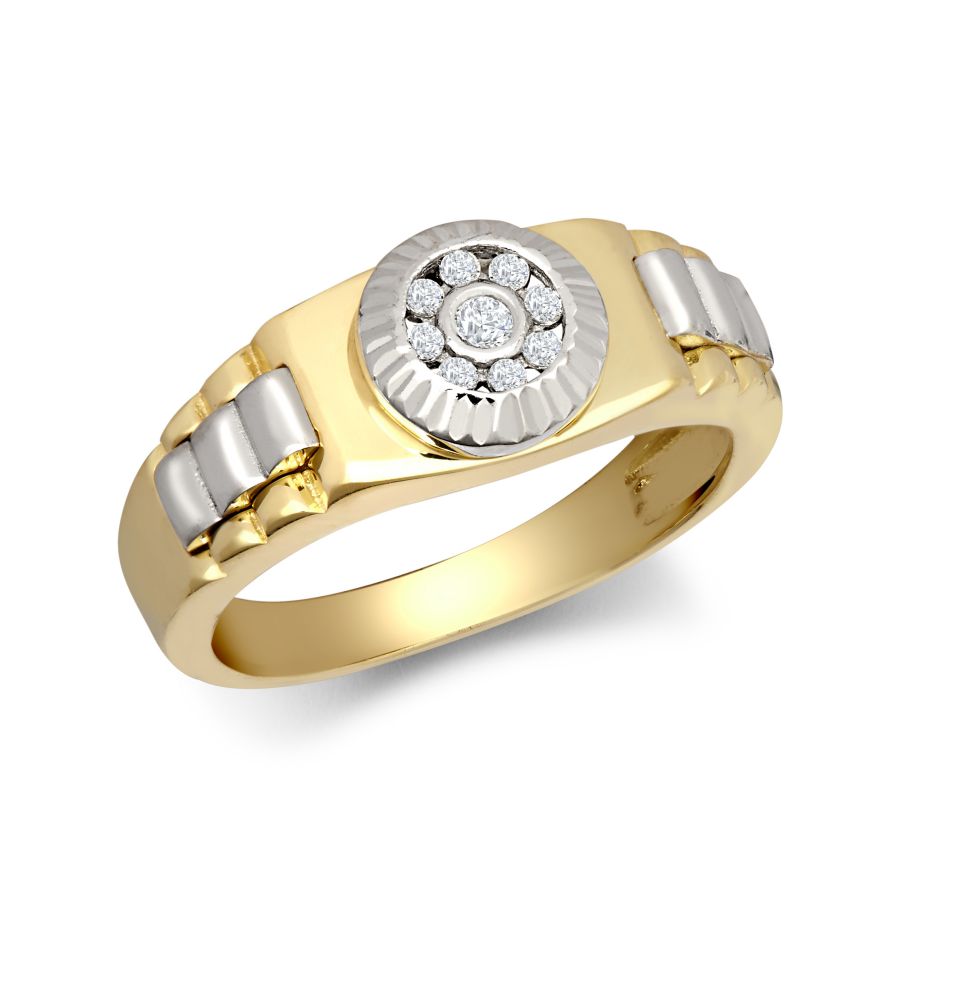 9ct 2 Colour Gold Child's Cubic Zirconia Set Watch Strap & Bezel Ring