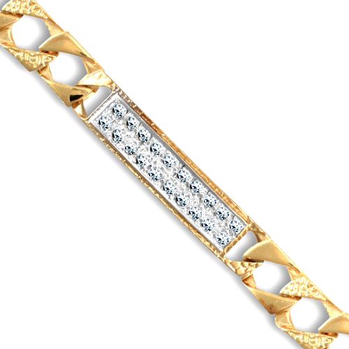 9ct Gold Cast Lizard & Polished Cubic Zirconia Curb Bracelet