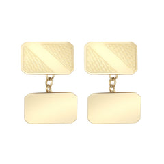 9ct Yellow GoldCut Corners Art Deco Engine Turned Cufflinks Chain Back