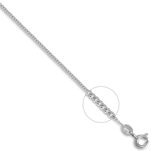 JCN006J-16 | 9ct White Gold Diamond Cut Curb 1.0mm Gauge Pendant Chain