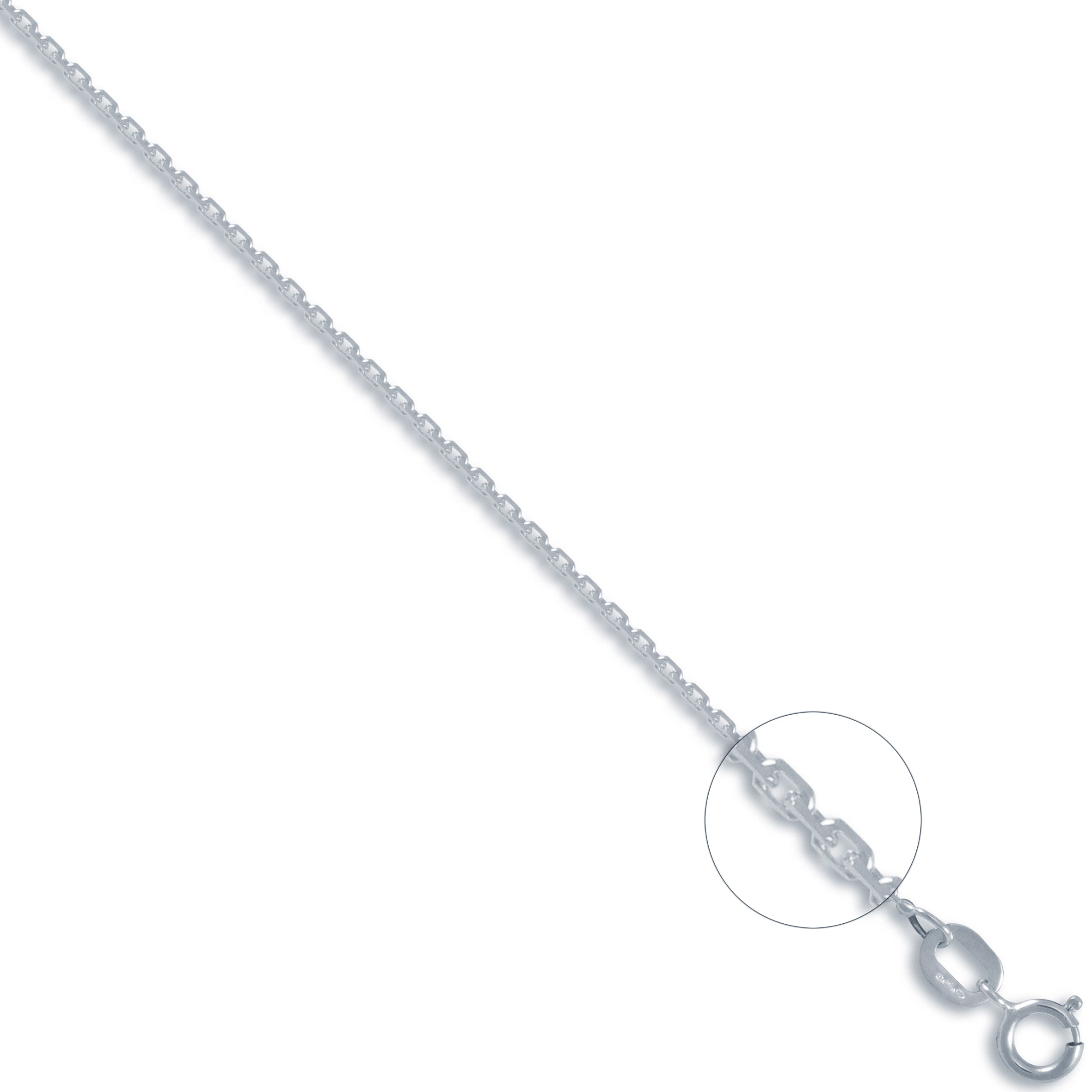 9ct White Gold Diamond Cut Trace 1.0mm Chain