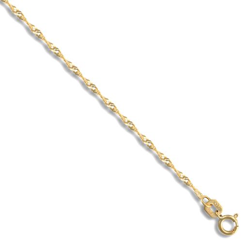 9ct Yellow Gold Sparkling Singapore 1.5mm Gauge Pendant Chain