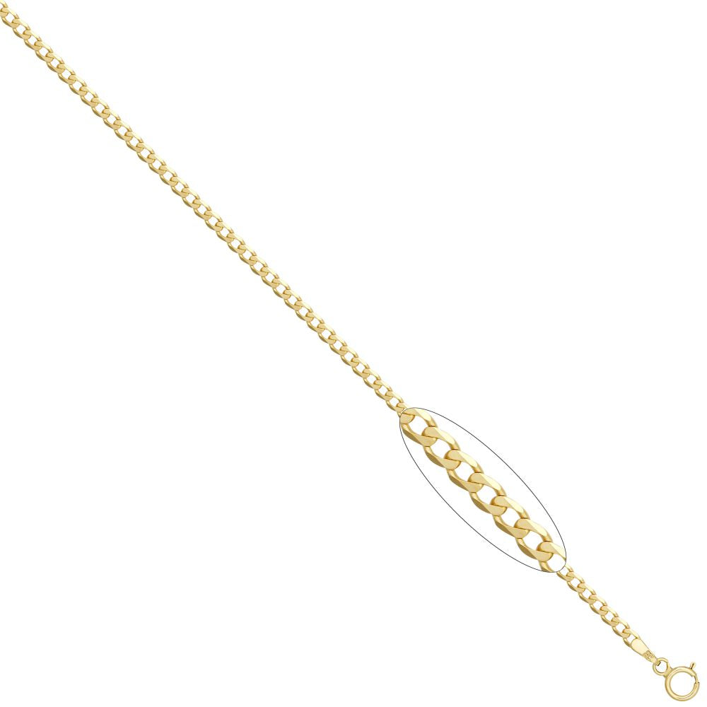 9ct Yellow Gold Flat Curb 2.3mm Gauge Pendant Chain