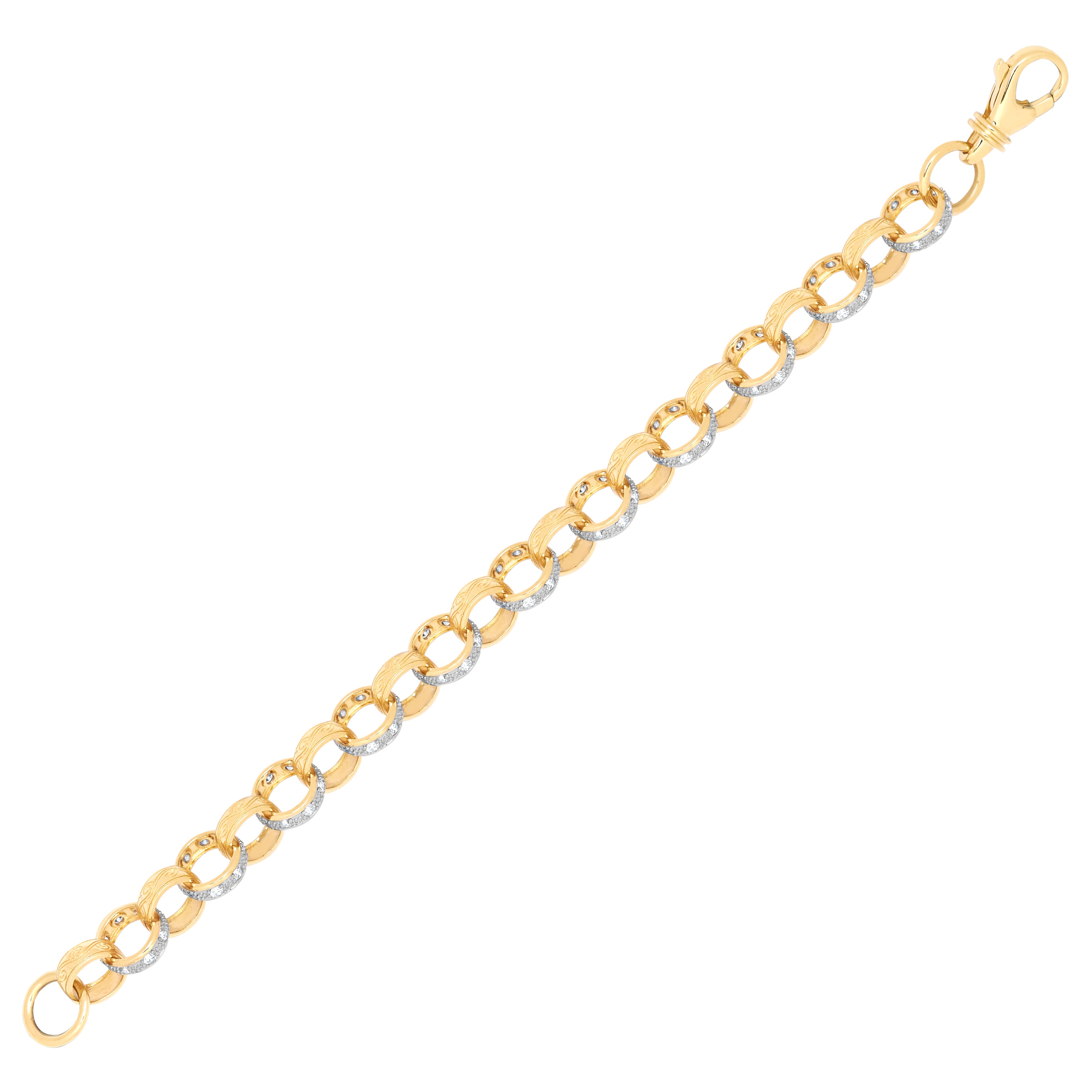 JCN079B-20 | 9ct Yellow Gold CZ set and Patterned Belcher 11mm Gauge Chain