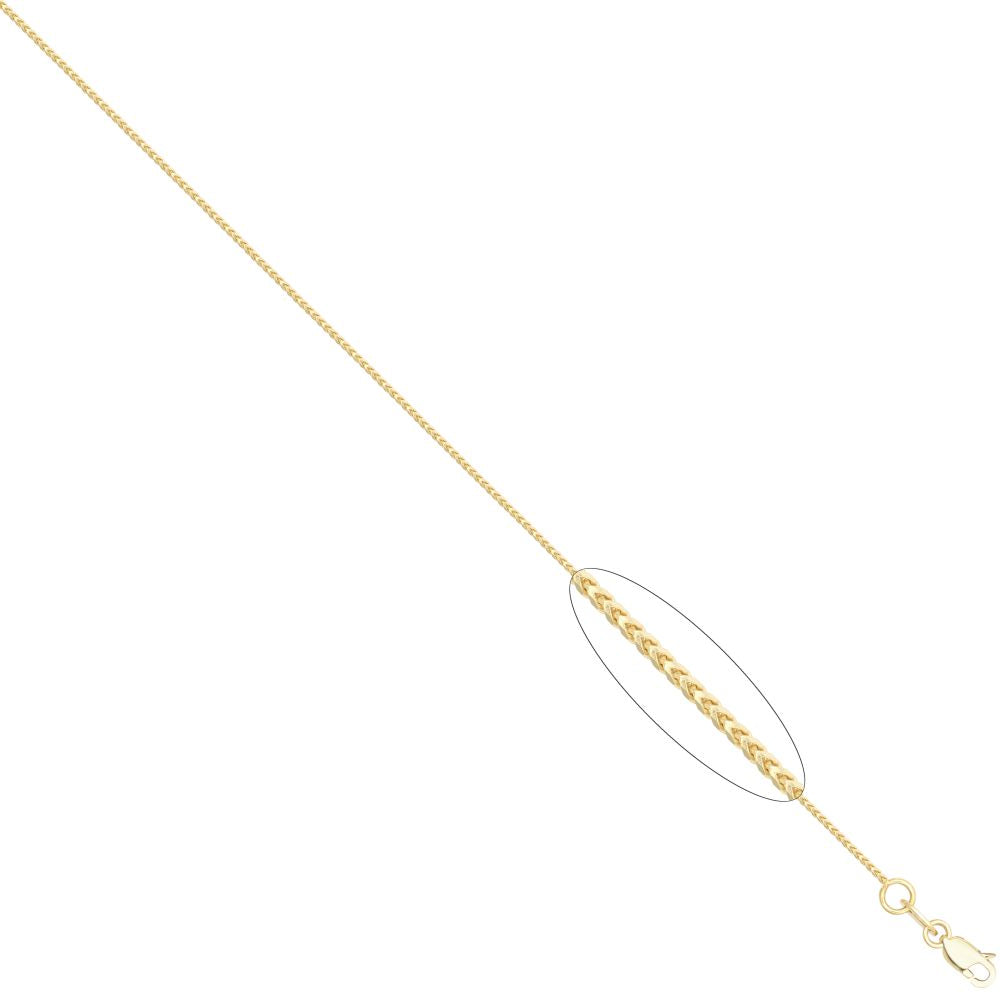 JCN085A-16 | JN Jewellery 9ct Yellow Gold Franco Chain Diamond Cut 8 Side 0.9mm Gauge Pendant Chain