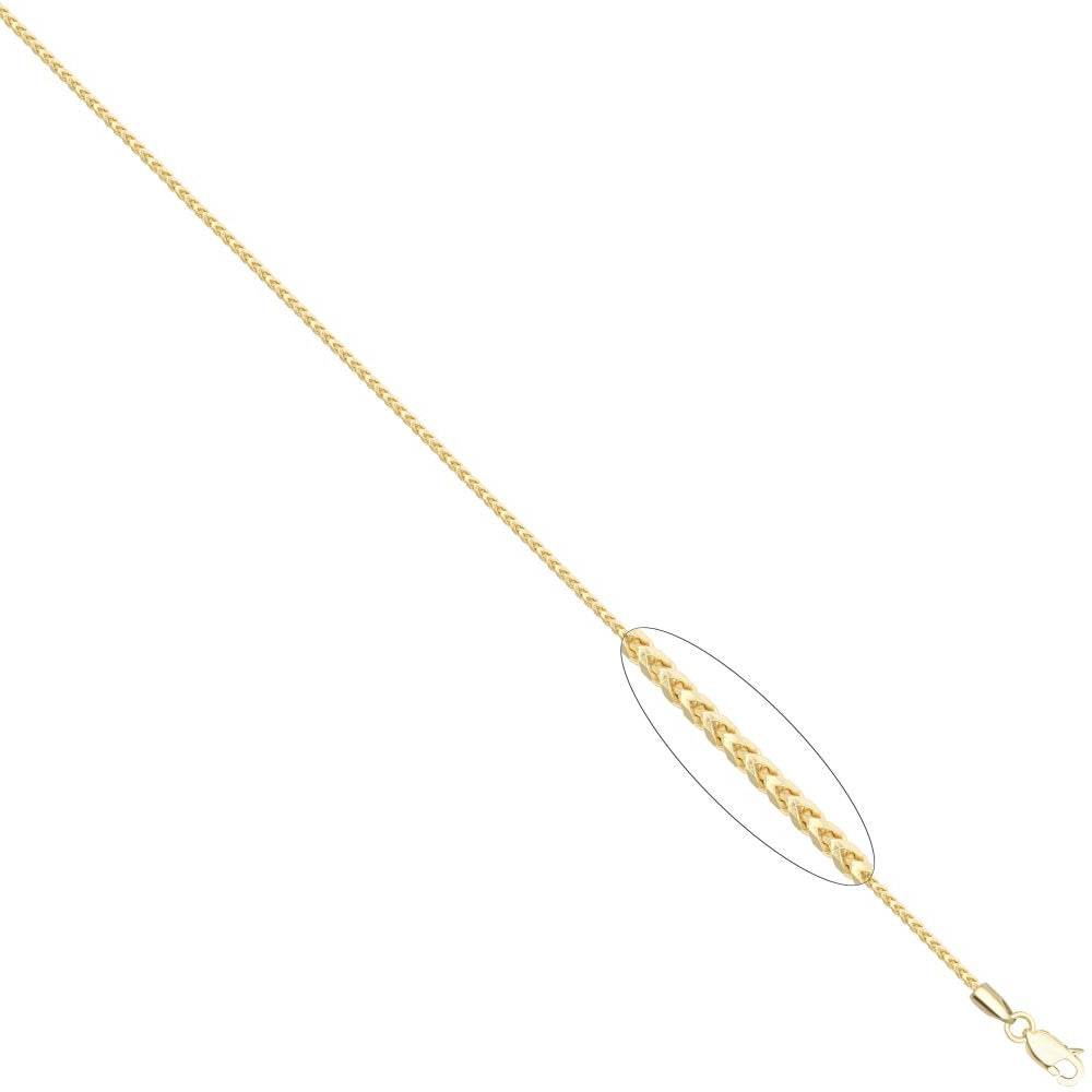 JCN085B-16 | JN Jewellery 9ct Yellow Gold Franco Chain Diamond Cut 8 Side 1.2mm Gauge Pendant Chain