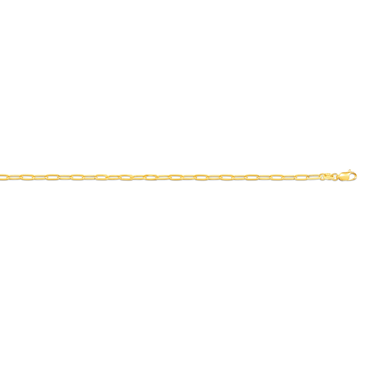 9ct Yellow Gold Hollow Paperclip Chain