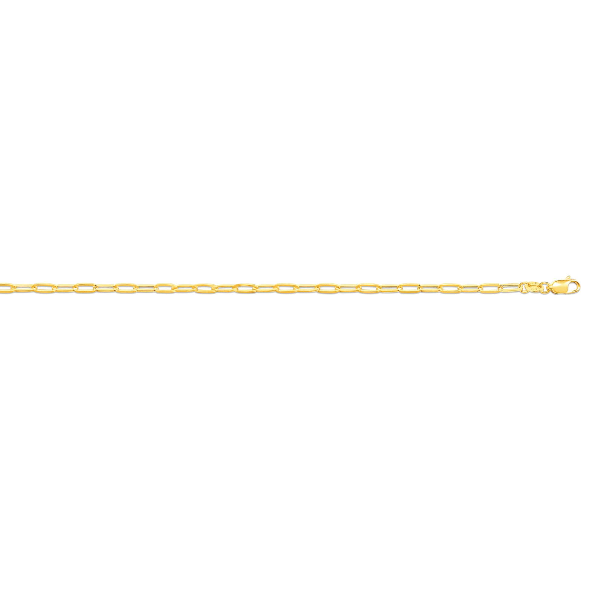 JCN093B-7.5 | 9ct Yellow Gold Hollow Paperclip 2.7mm Chain